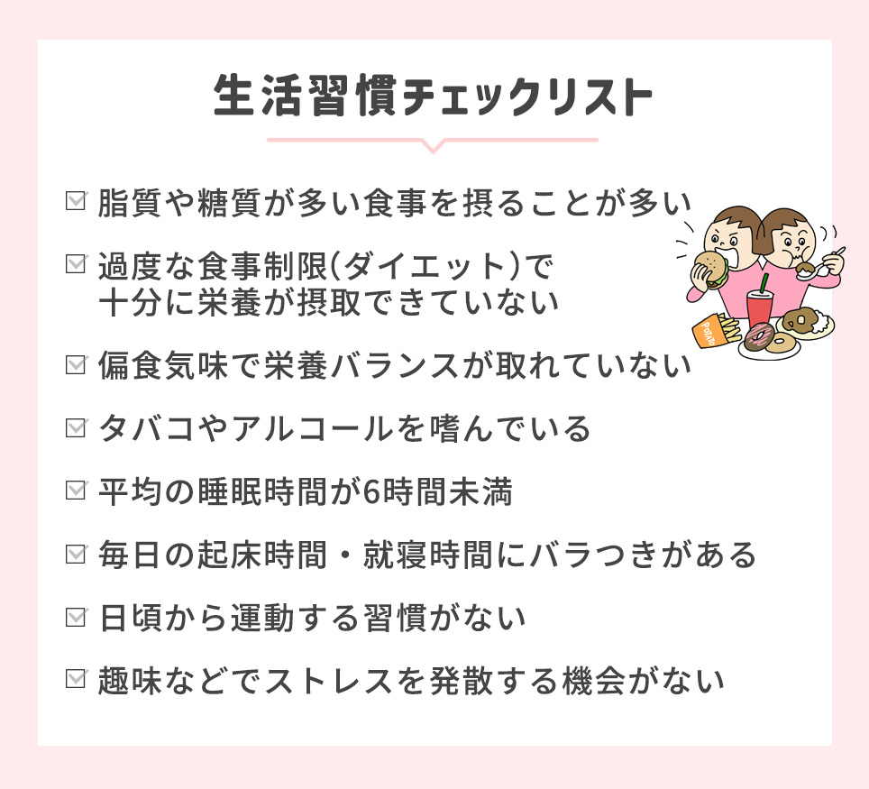 生活習慣チェックリスト一覧
