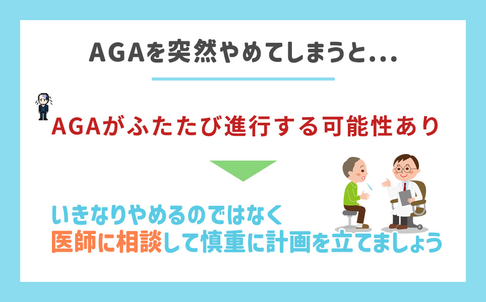 いきなりAGA治療をやめると再び進行するので医師に相談