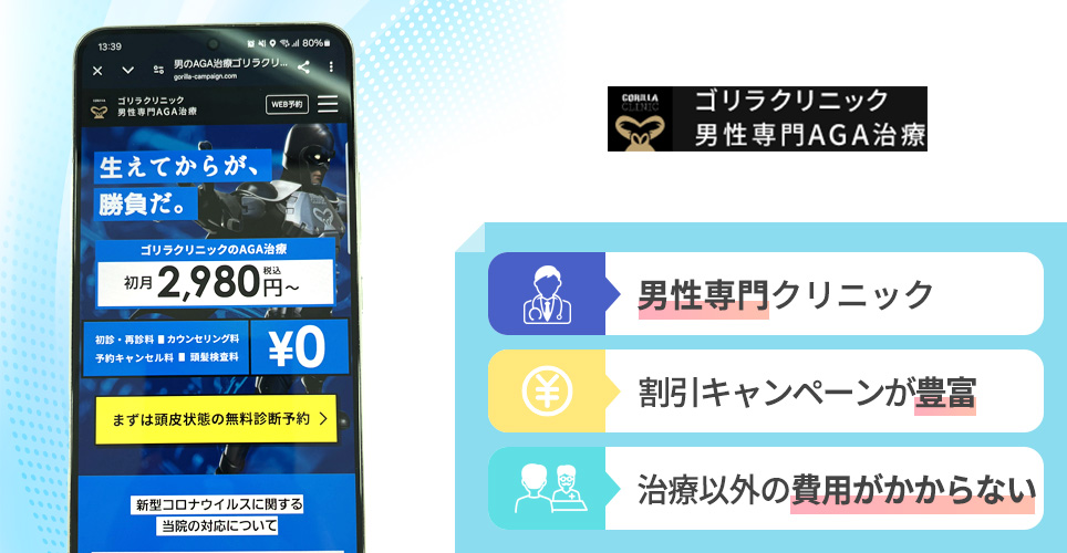 ゴリラクリニックの特徴まとめバナー