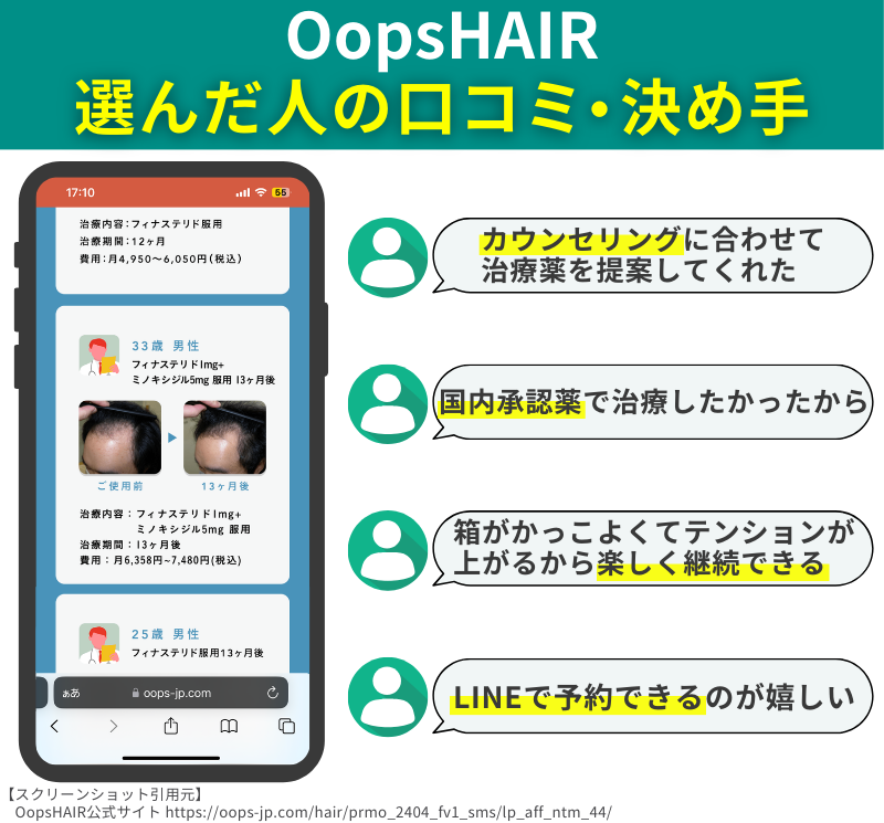 AGAオンライン診療おすすめクリニック3_OopsHAIR(ウープスヘアー)