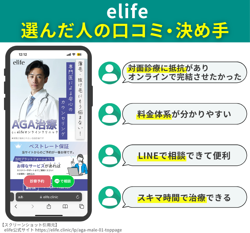 AGAオンライン診療おすすめクリニック7_elife(イーライフ)