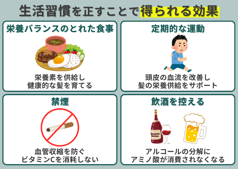 生活習慣を正すことで髪の毛に得られる効果