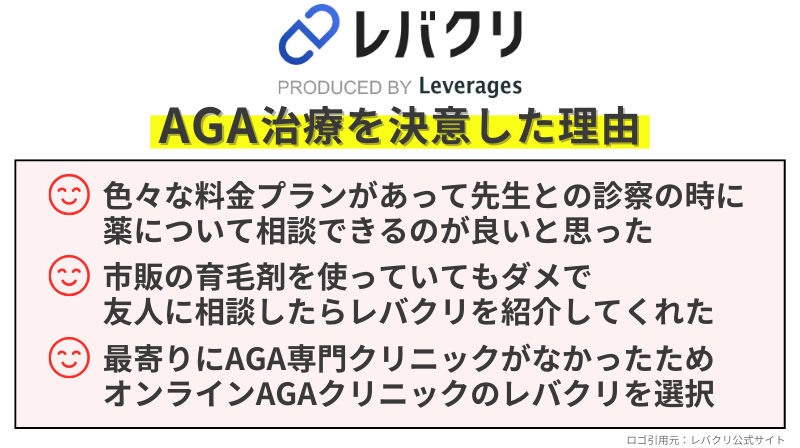 レバクリのAGA治療に決意した理由