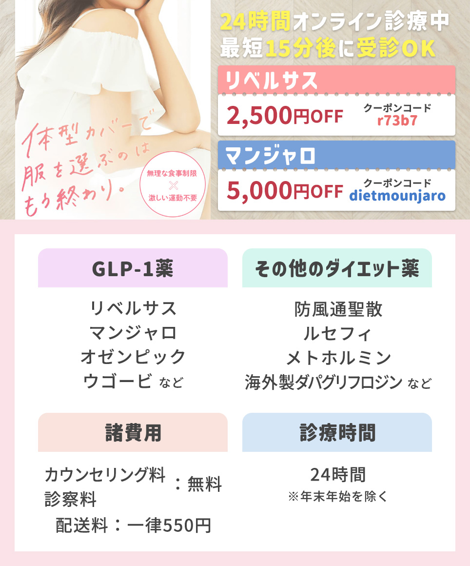 DMMオンラインクリニックのメディカルダイエットの特徴まとめバナー